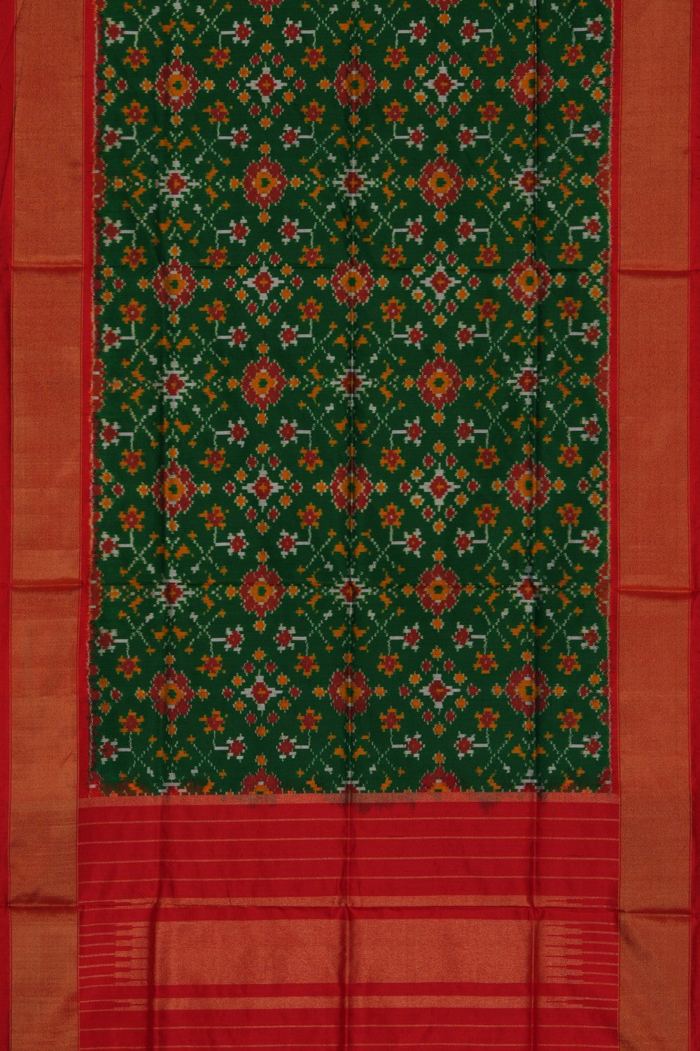 Image of Pochampally Ikat Silk Green Dupatta